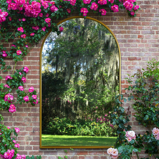 The Perry - Gold Framed Arched Leaner/Wall Garden Mirror 75 x 47 (190x120CM)