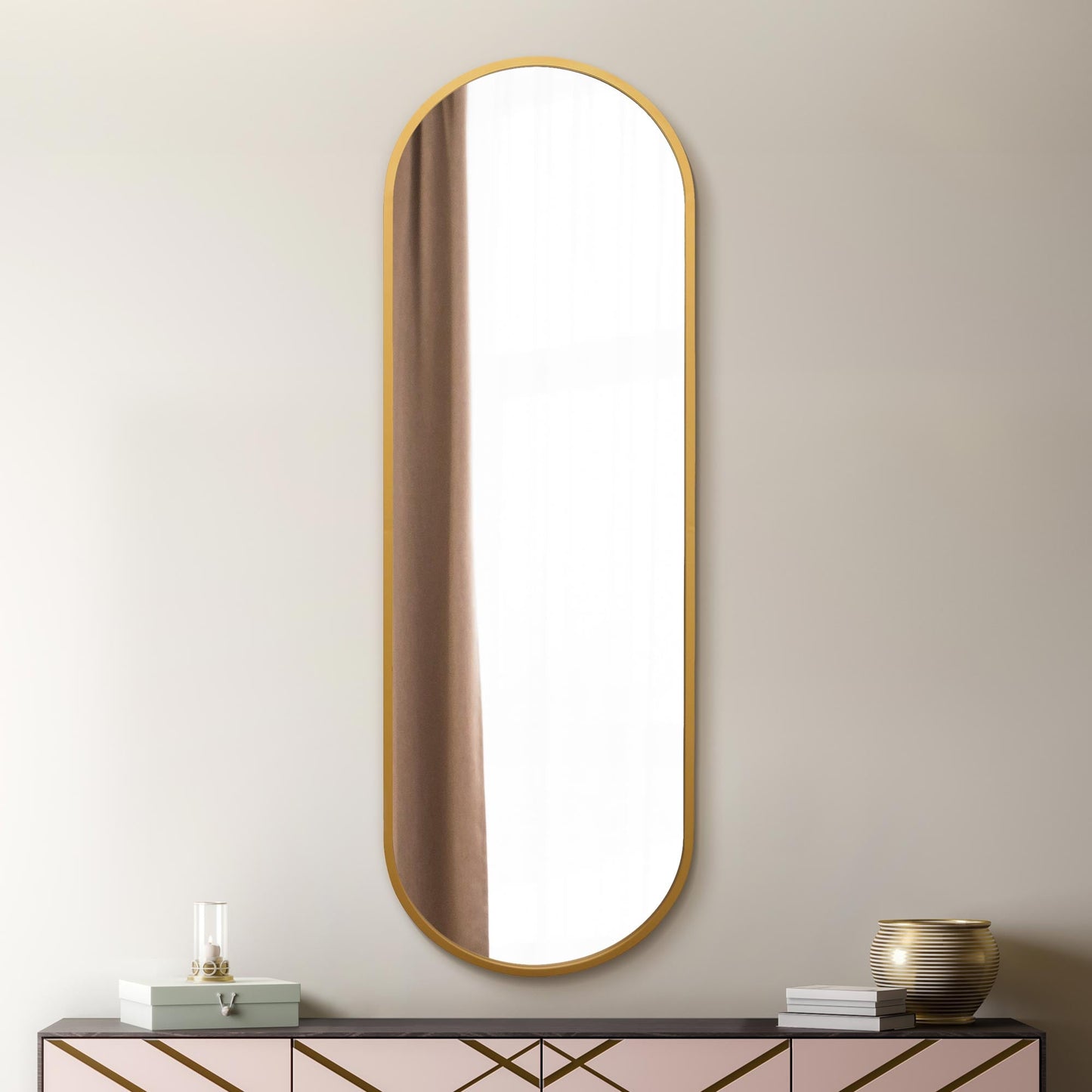 The Sadie - New Gold Metal Framed Double Arched Wall Mirror 71 X 24 (180CM X 60CM) Suitable for Inside and Outside!