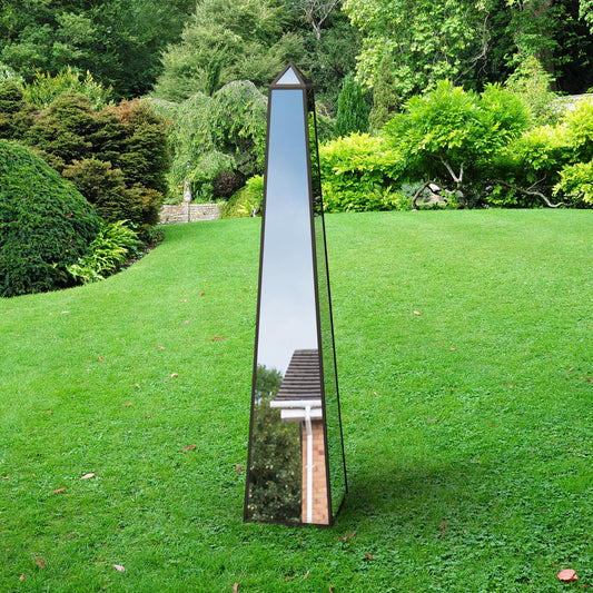 The Sable - New Black Metal Edged Mirrored Garden Ornament 59 X 12 X 12 (150CM X 30CM X 30CM)