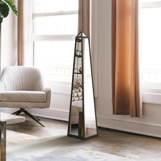 The Sable - New Black Metal Edged Mirrored Ornament 47 X 10 X 10 (120CM X 25CM X 25CM)