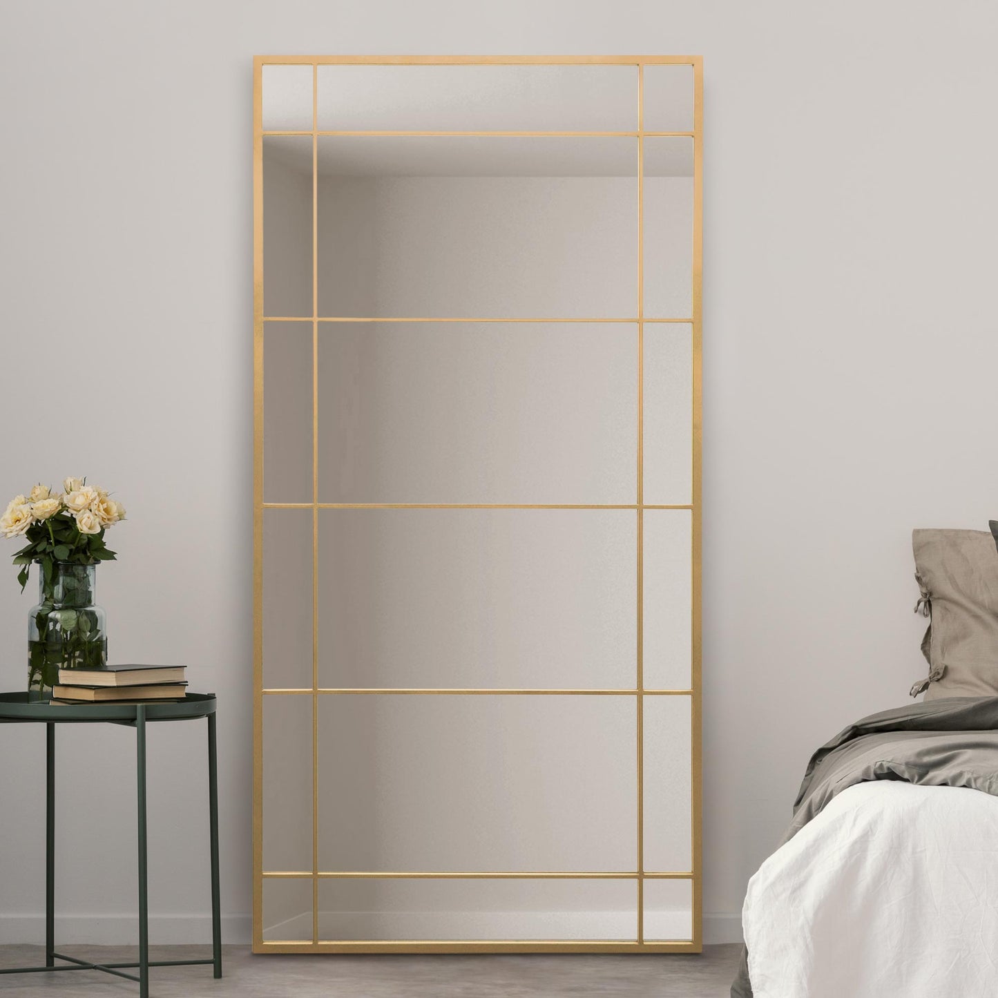 The Jonah - New Gold Metal Framed Window Wall or Leaner Mirror 71 X 35 (180CM X 90CM)