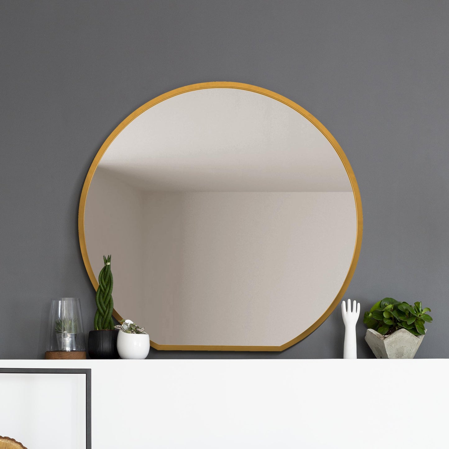 The Alora - Gold Framed Flat Bottom Circular Wall Mirror - Perfect for the Mantle! 41 X 39 (105CM X 100CM)