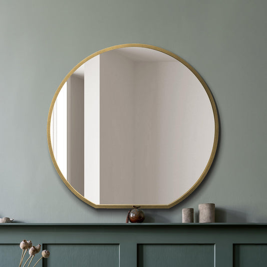 The Alora - Gold Framed Flat Bottom Circular Wall Mirror - Perfect for the Mantle! 50 X 47 (126CM X 120CM)
