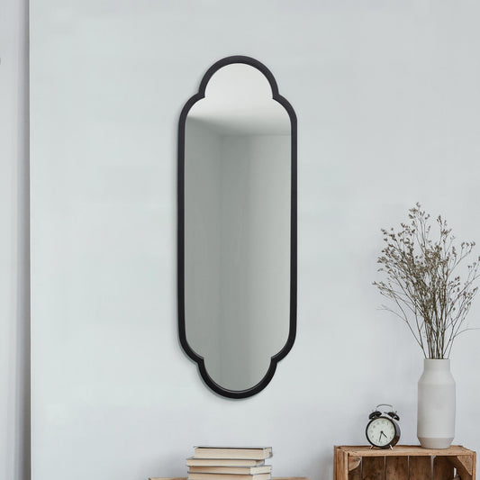 The Belle - New Black Metal Framed Double Arched Oval Wall Mirror 40 X 14 (102CM X 35.5CM)