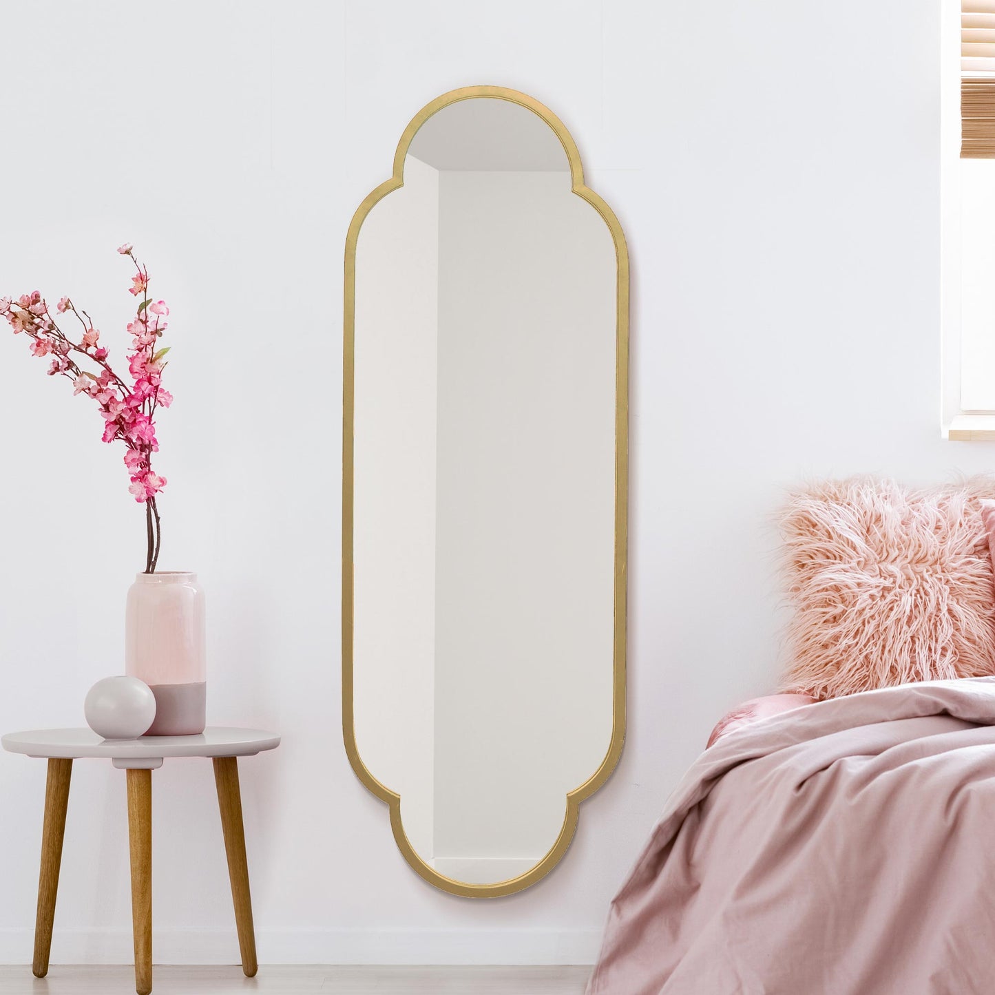 The Belle - New Gold Metal Framed Double Arched Oval Wall Mirror 59 X 20 (150CM X 52CM)