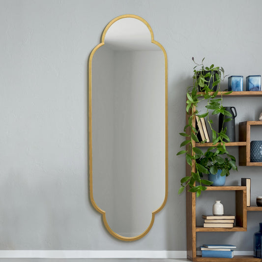 The Belle - New Gold Metal Framed Double Arched Oval Wall Mirror 67 X 23 (170CM X 59M)