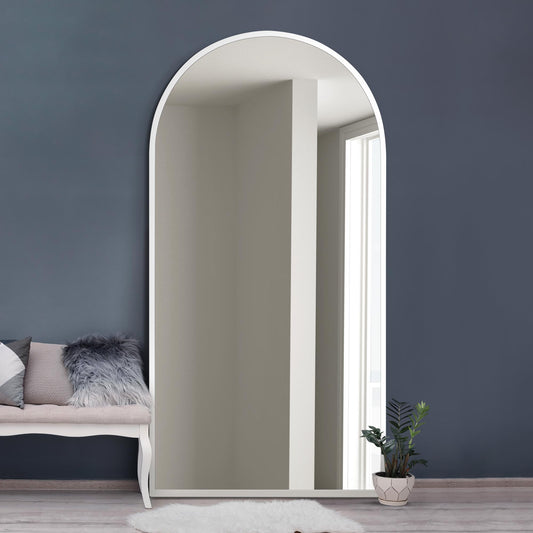 The Perry - White Framed Arched Leaner/Wall Mirror 71 X 35 (180CM X 90CM)