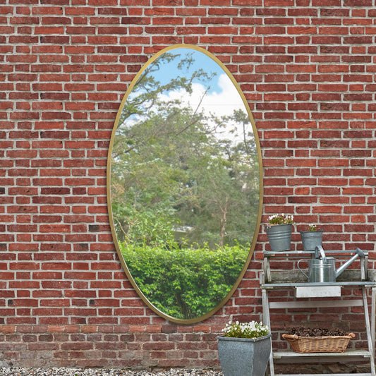 The Avery - New Gold Metal Framed Oval Garden Wall Mirror 71 X 39 (180 x 100CM)