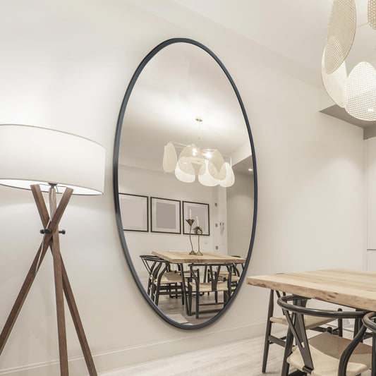 The Avery - New Black Metal Framed Oval Wall Mirror 79 X 44 (200 x 112CM)