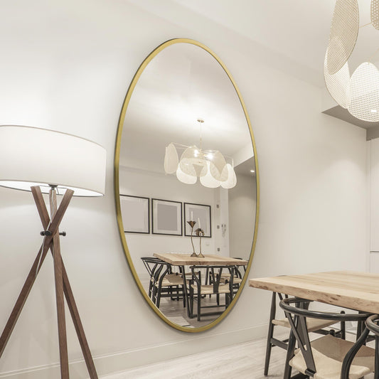 The Avery - New Gold Metal Framed Oval Wall Mirror 79 X 44 (200 x 112CM)