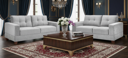 Kew 3+2 Sofa Set in Grey Fabric