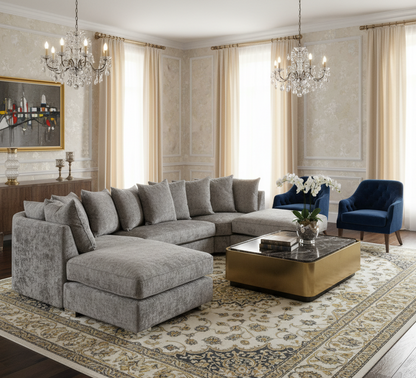 Shoreditch Scatterback U-Shape Corner Sofa – Platinum