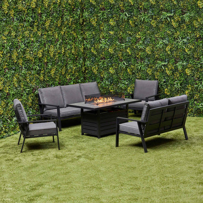 Sienna Aluminium Sofa Dining Set with Fire Pit – Grey
