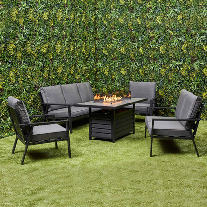 Sienna Aluminium Sofa Dining Set with Fire Pit – Grey