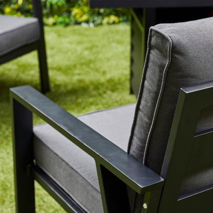 Sienna Aluminium Sofa Dining Set with Fire Pit – Grey