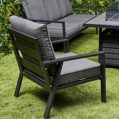Sienna Aluminium Sofa Dining Set with Fire Pit – Grey