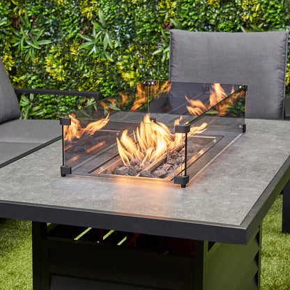 Sienna Aluminium Sofa Dining Set with Fire Pit – Grey