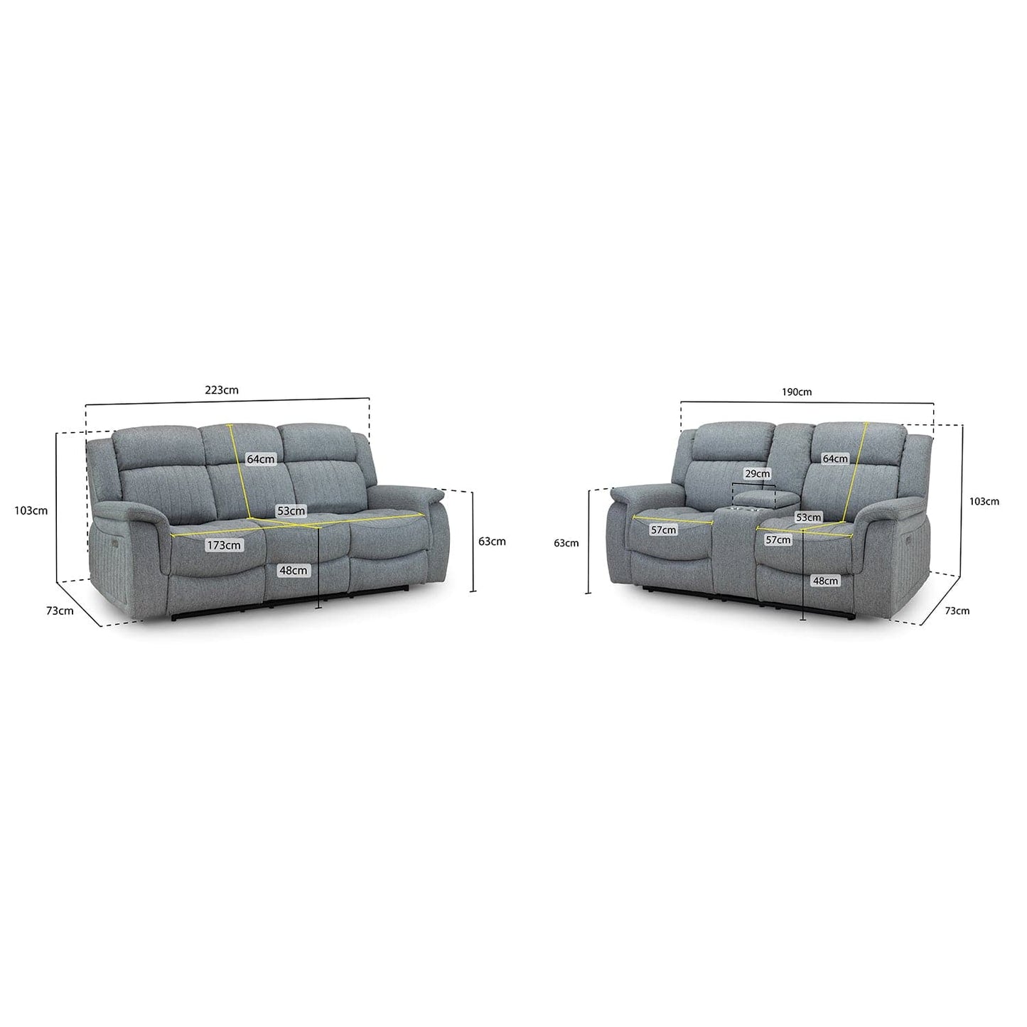 Hamlet 3+2 Power Recliner Sofa Set in Grey