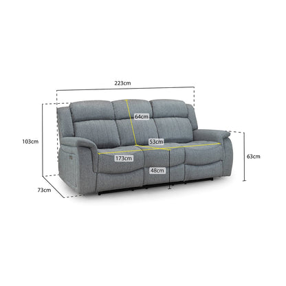 Hamlet 3 Seater Power Recliner in Grey