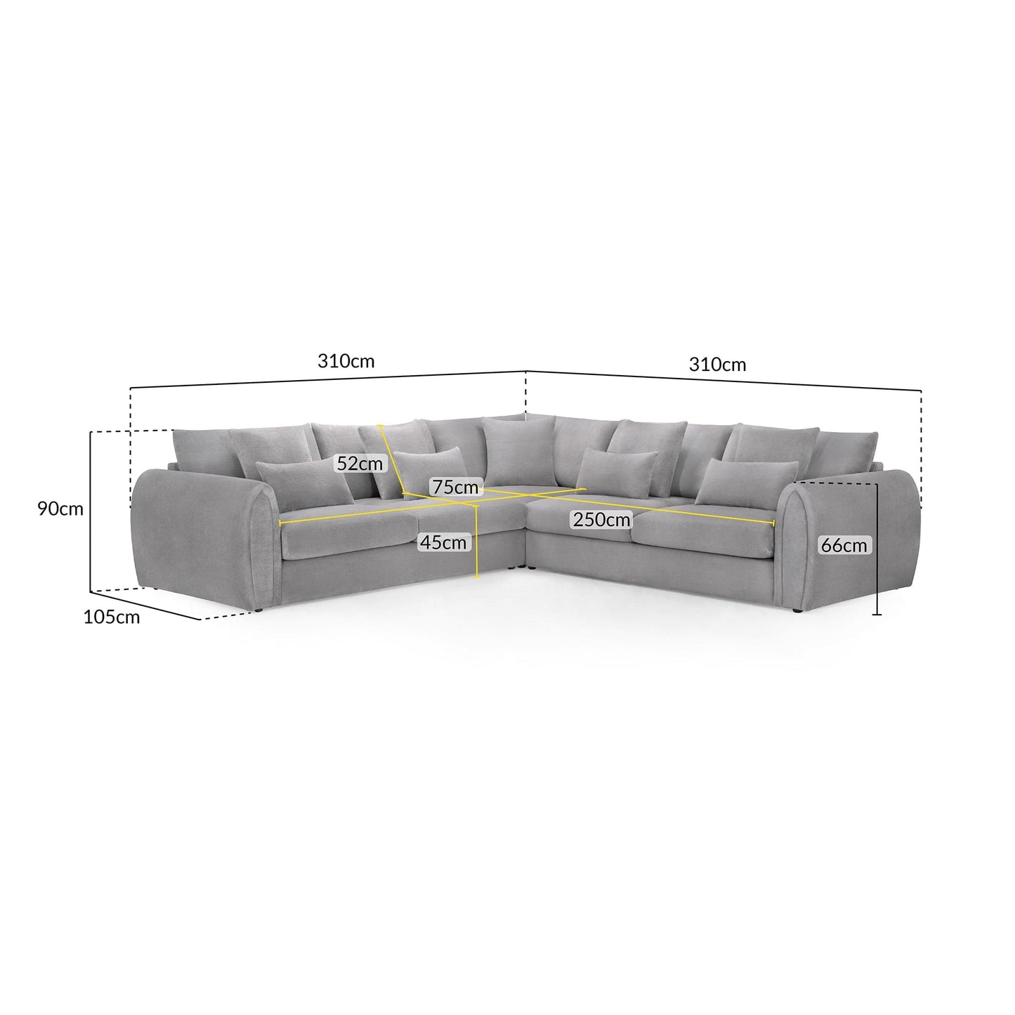 Hugo Sofa Grey Large Corner