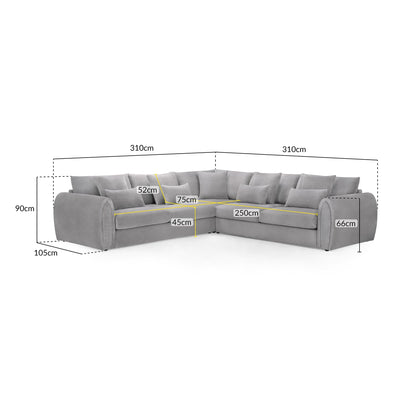 Hugo Sofa Grey Large Corner