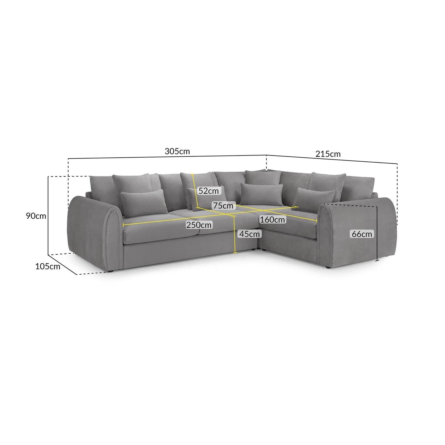 Hugo Sofa Grey Right Hand Facing Corner