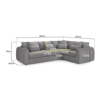 Hugo Sofa Grey Right Hand Facing Corner