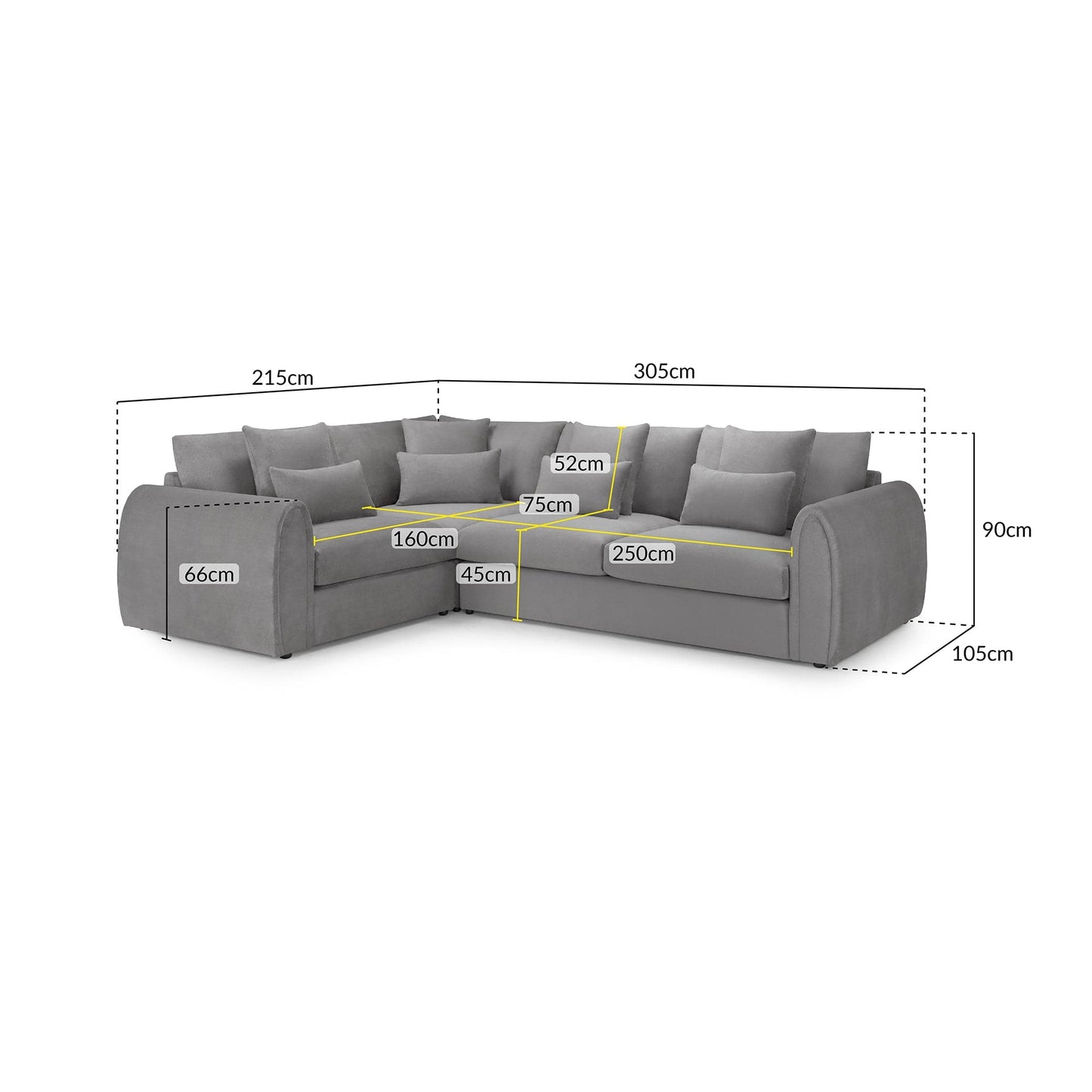 Hugo Sofa Grey Left Hand Facing Corner