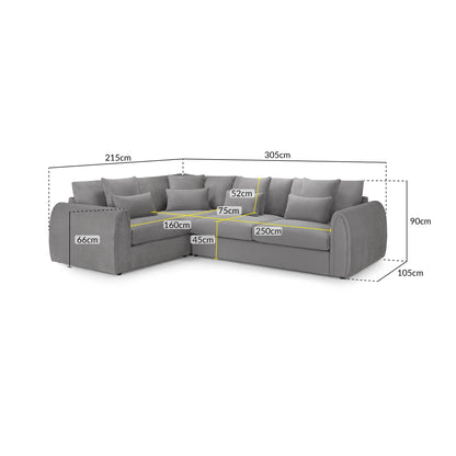 Hugo Sofa Grey Left Hand Facing Corner
