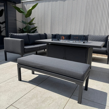 Ava Aluminium Firepit Dining Set In Grey