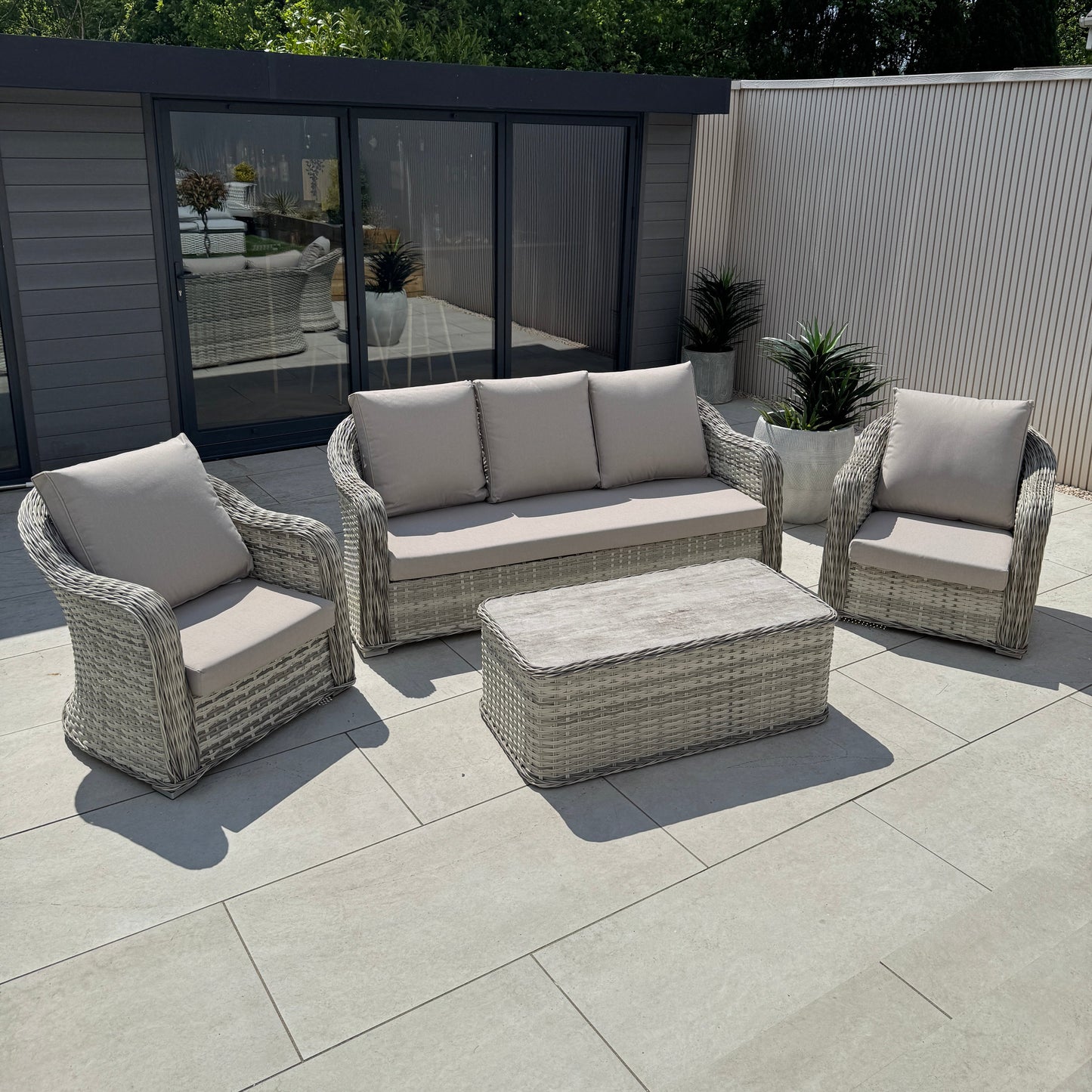 Isla Rattan Lounge Set in Beige