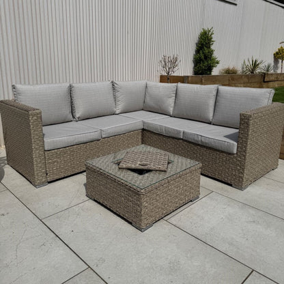 Nova Rattan Corner Sofa Set with Ice Bucket Beige
