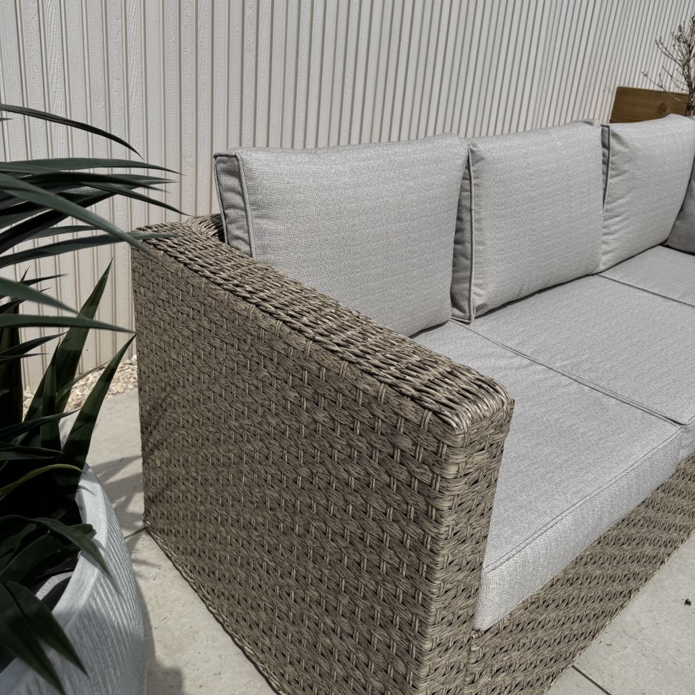 Nova Rattan Corner Sofa Set with Ice Bucket Beige