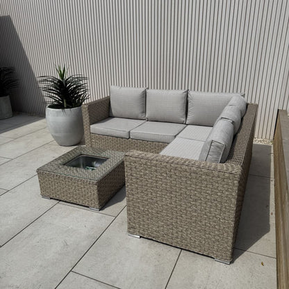 Nova Rattan Corner Sofa Set with Ice Bucket Beige