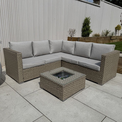 Nova Rattan Corner Sofa Set with Ice Bucket Beige