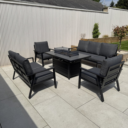 Sienna Aluminium Sofa Dining Set with Fire Pit – Grey