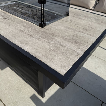 Sienna Aluminium Sofa Dining Set with Fire Pit – Beige