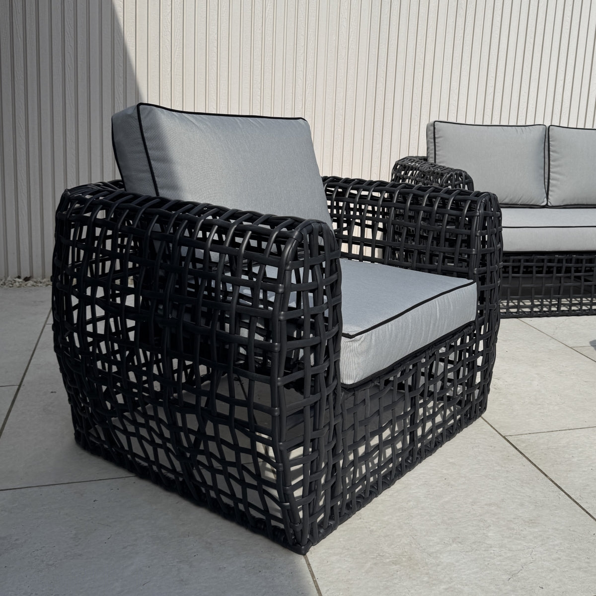 Indi 4 Piece Rattan Garden Furniture Sofa Set - Black