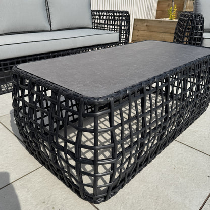 Indi 4 Piece Rattan Garden Furniture Sofa Set - Black