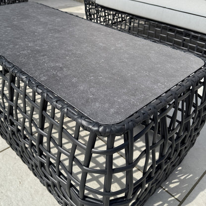 Indi 4 Piece Rattan Garden Furniture Sofa Set - Black