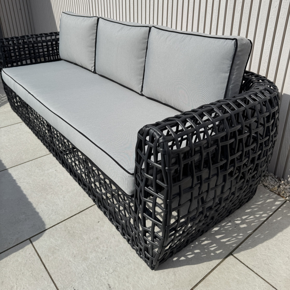 Indi 4 Piece Rattan Garden Furniture Sofa Set - Black