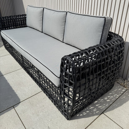 Indi 4 Piece Rattan Garden Furniture Sofa Set - Black