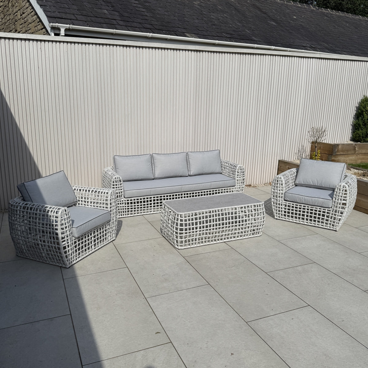 Indi 4 Piece Rattan Garden Furniture Sofa Set - Grey