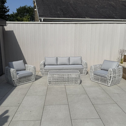 Indi 4 Piece Rattan Garden Furniture Sofa Set - Grey