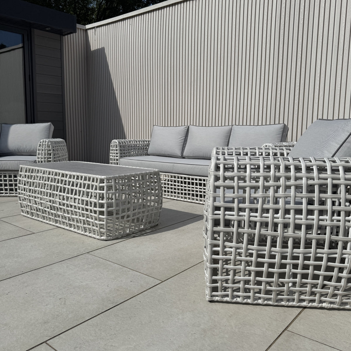 Indi 4 Piece Rattan Garden Furniture Sofa Set - Grey