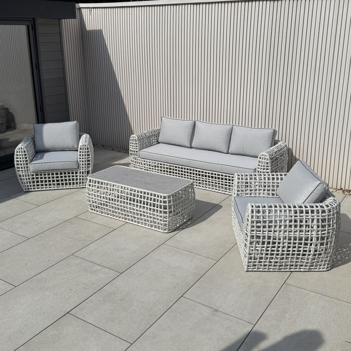 Indi 4 Piece Rattan Garden Furniture Sofa Set - Grey