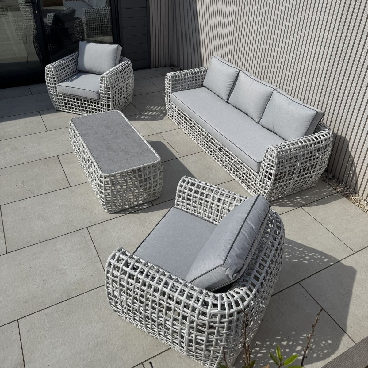 Indi 4 Piece Rattan Garden Furniture Sofa Set - Grey