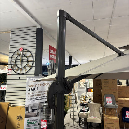 3m Rotating Cantilever Parasol in Medium Grey (Base Included)