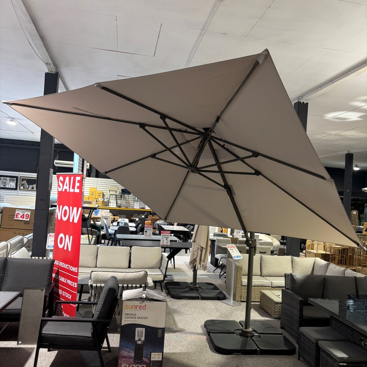 3m Rotating Cantilever Parasol in Medium Grey (Base Included)