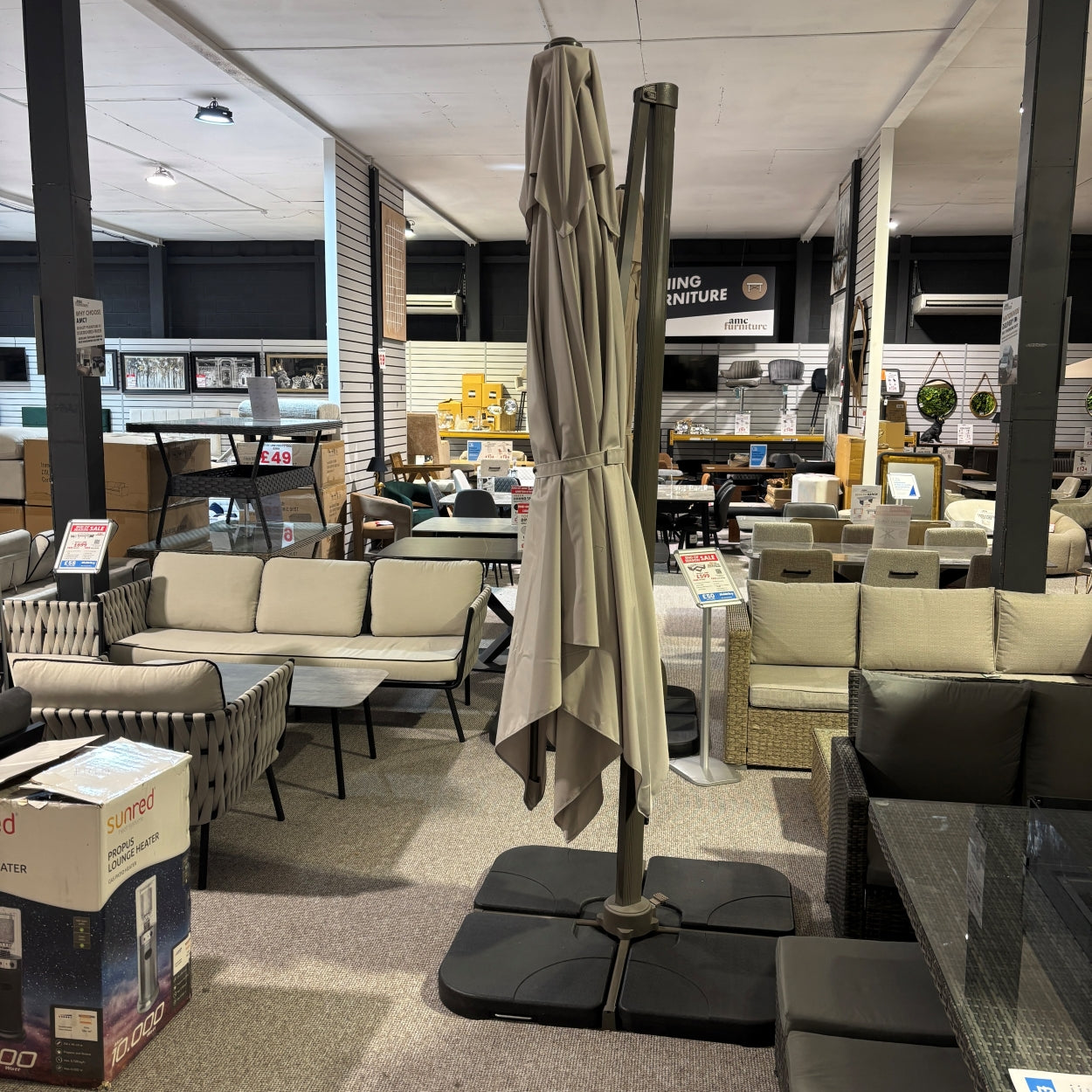 3m Rotating Cantilever Parasol in Medium Grey (Base Included)